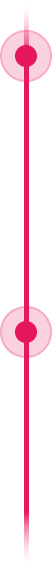 Vertikale Zeitachse mit zwei pinken Punkten, verbunden durch eine durchgehende Linie im gleichen Farbton. Die Linie verläuft mittig auf transparentem Hintergrund und dient vermutlich als Design-Element für einen Zeitstrahl oder Prozessablauf.